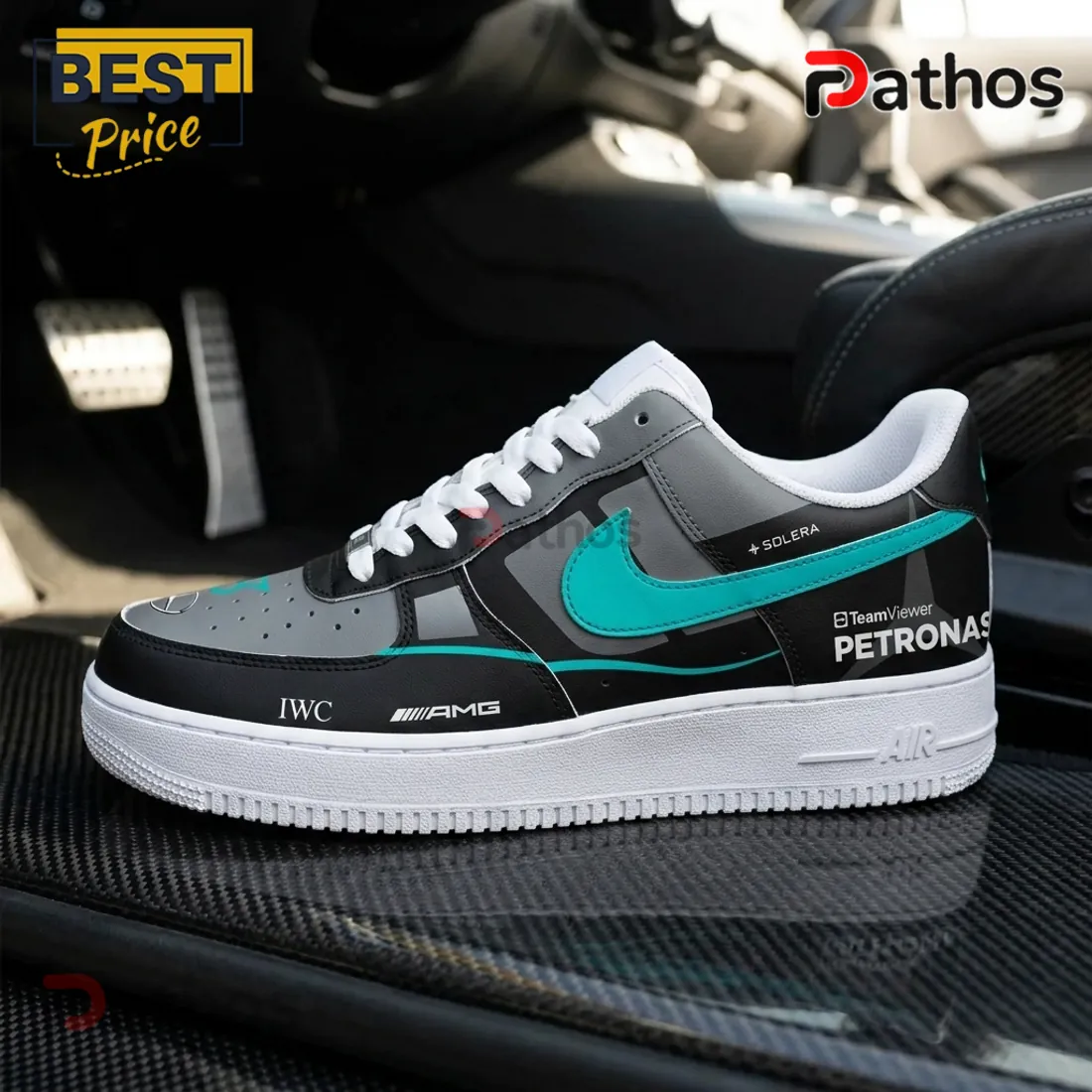 Mercedes AMG Petronas F1 Team Black Grey Air Force 1 Sneakers Mercedes AMG Petronas F1 Team Black Grey Air Force 1 Sneakers