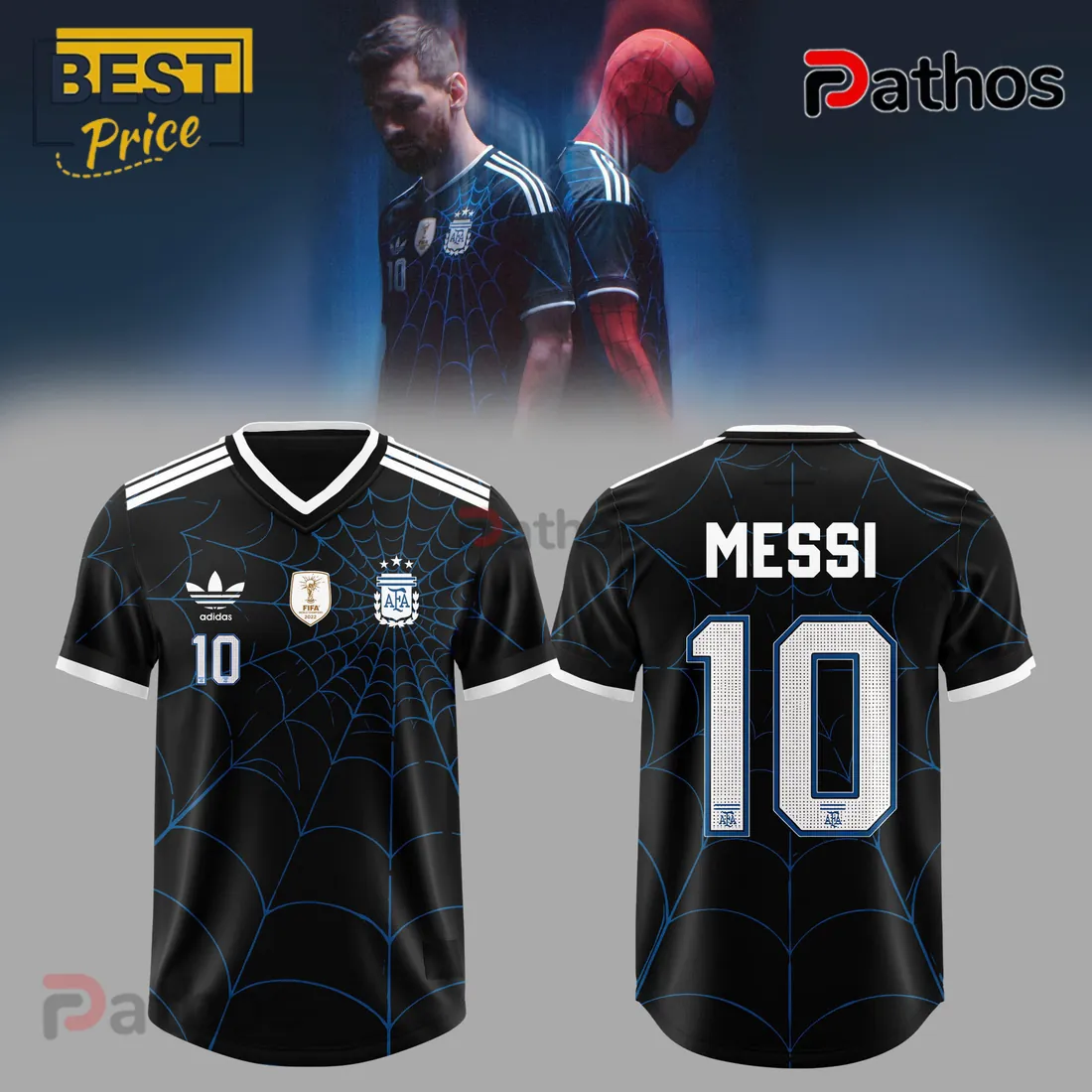 Messi x Spider-Man Argentina Black Football Jersey Messi x Spider-Man Argentina Black Football Jersey