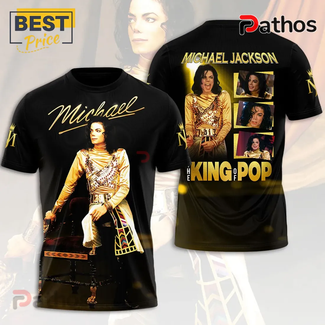 Michael Jackson King of Pop Gold Photo T-Shirt Michael Jackson King of Pop Gold Photo T-Shirt