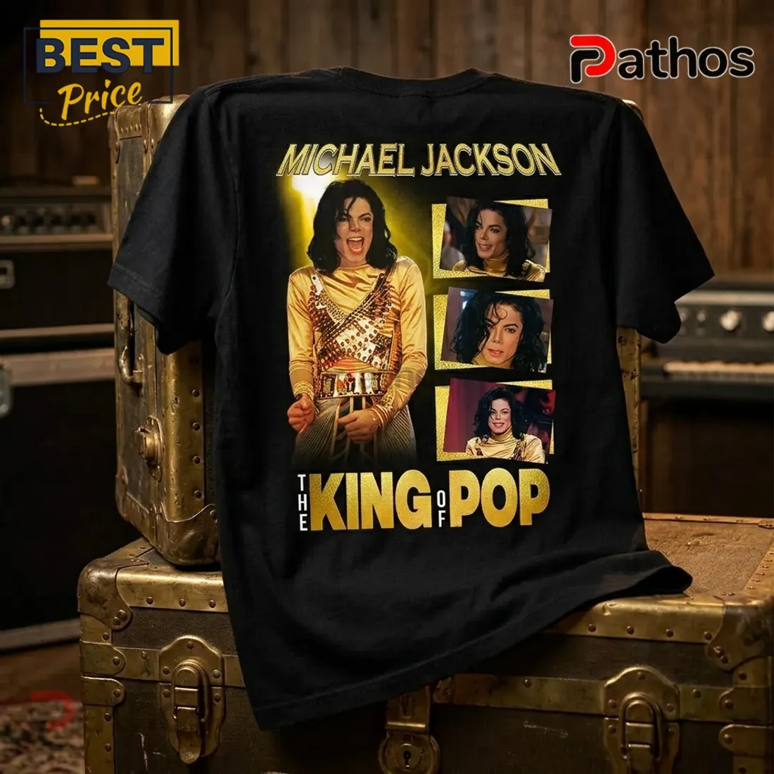 Michael Jackson King of Pop Gold Photo T-Shirt Michael Jackson King of Pop Gold Photo T-Shirt