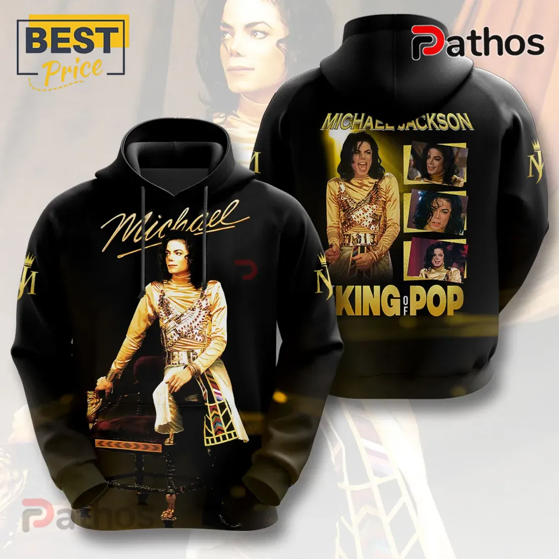 Michael Jackson King of Pop Gold Photo T-Shirt Michael Jackson King of Pop Gold Photo T-Shirt