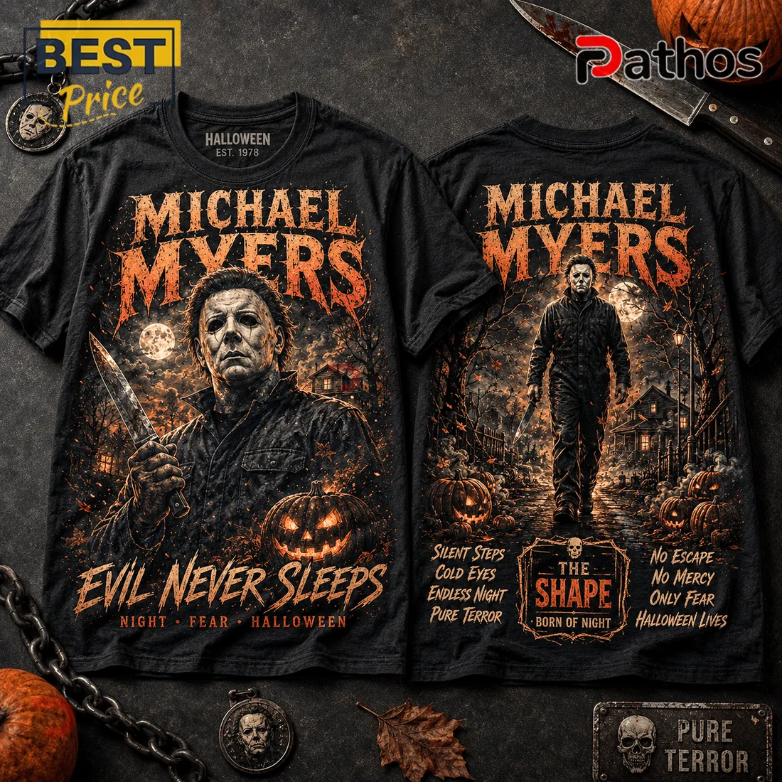 Michael Myers Evil Never Sleeps Horror Movie T-Shirt Michael Myers Evil Never Sleeps Horror Movie T-Shirt