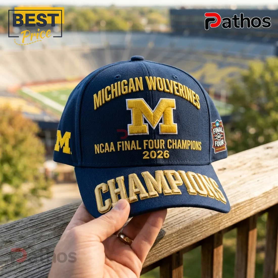 Michigan Wolverines 2026 Final Four Champions Navy Blue Cap Michigan Wolverines 2026 Final Four Champions Navy Blue Cap