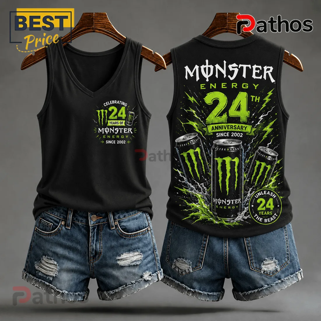 Monster Energy 24th Anniversary Black V-Neck Tank Top Monster Energy 24th Anniversary Black V-Neck Tank Top