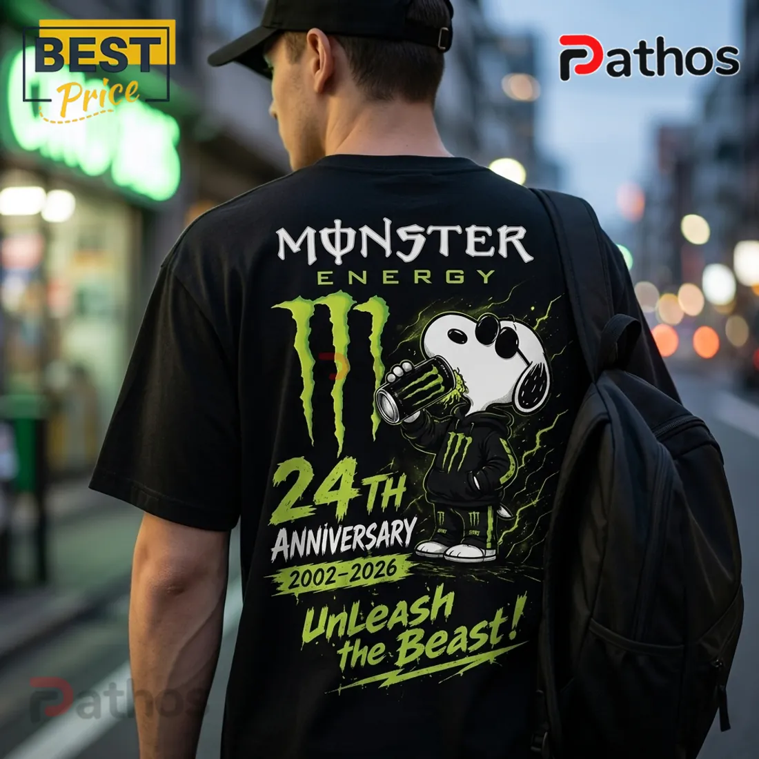 Monster Energy x Snoopy Neon Black 24th Anniversary T-Shirt Monster Energy x Snoopy Neon Black 24th Anniversary T-Shirt