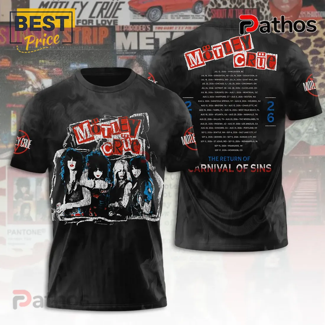 Motley Crue 2026 Tour Carnival of Sins Black Shirt Motley Crue 2026 Tour Carnival of Sins Black Shirt