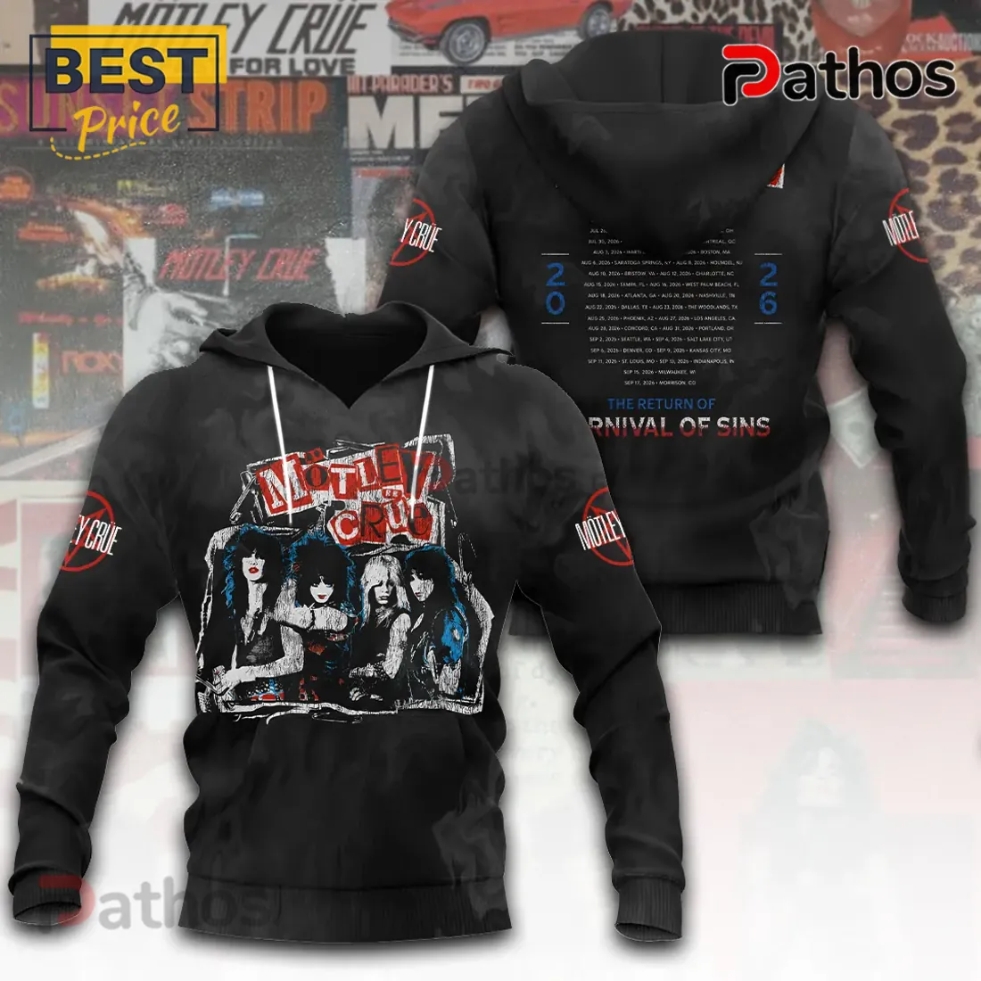 Motley Crue 2026 Tour Carnival of Sins Black Shirt Motley Crue 2026 Tour Carnival of Sins Black Shirt