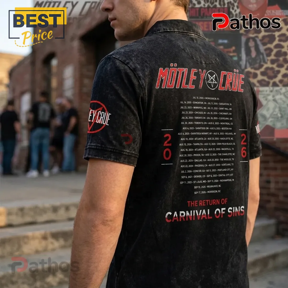 Motley Crue Carnival of Sins 2026 Tour Black Polo Shirt Motley Crue Carnival of Sins 2026 Tour Black Polo Shirt