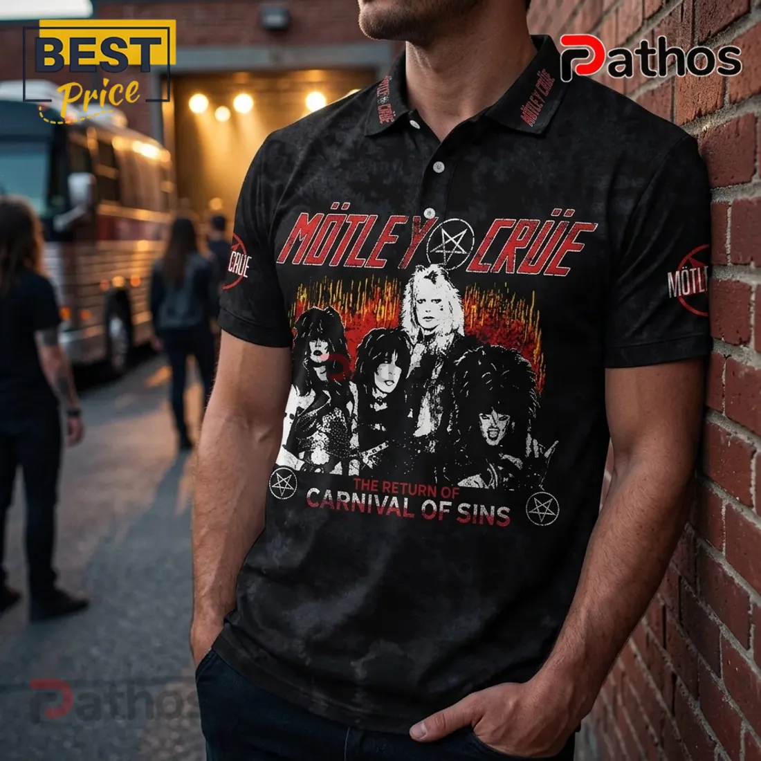 Motley Crue Carnival of Sins 2026 Tour Black Polo Shirt Motley Crue Carnival of Sins 2026 Tour Black Polo Shirt