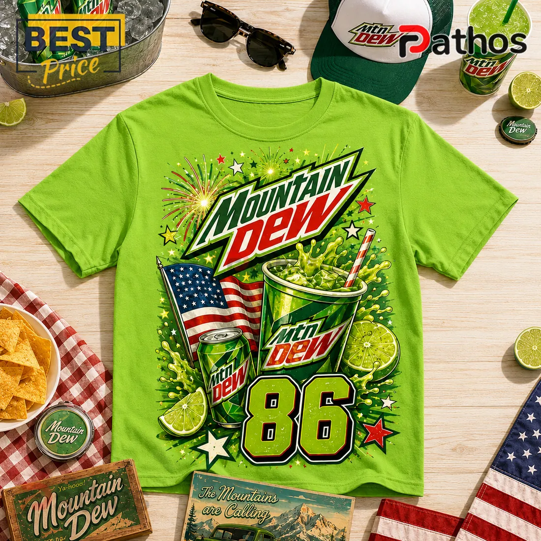 Mountain Dew 1940-2026 Anniversary Green T-Shirt Mountain Dew 1940-2026 Anniversary Green T-Shirt
