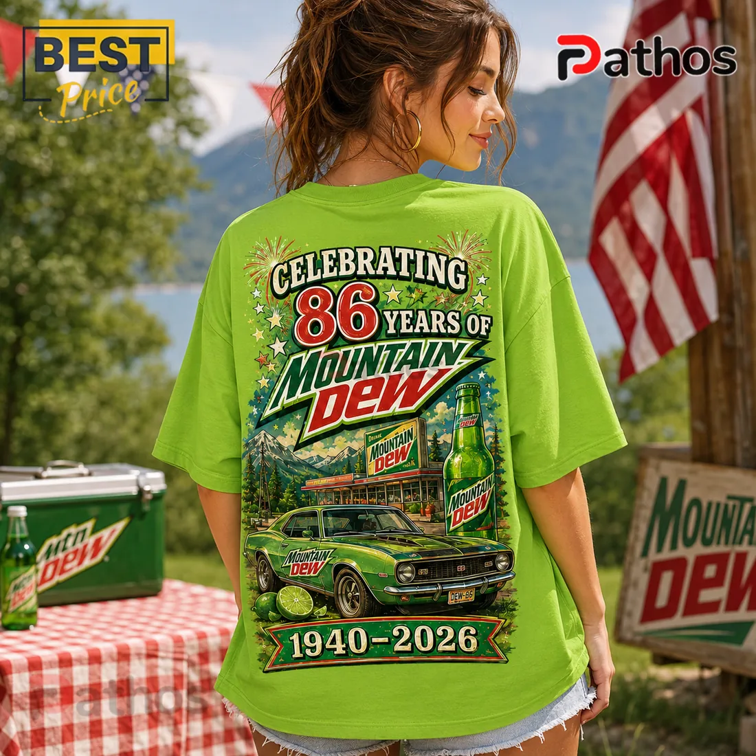 Mountain Dew 1940-2026 Anniversary Green T-Shirt Mountain Dew 1940-2026 Anniversary Green T-Shirt