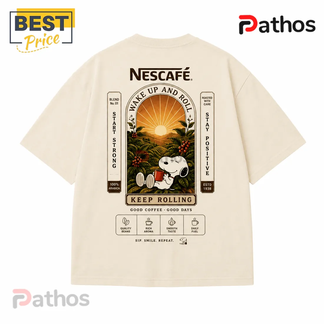 Nescafe x Snoopy Wake Up and Roll Cream T-Shirt Nescafe x Snoopy Wake Up and Roll Cream T-Shirt