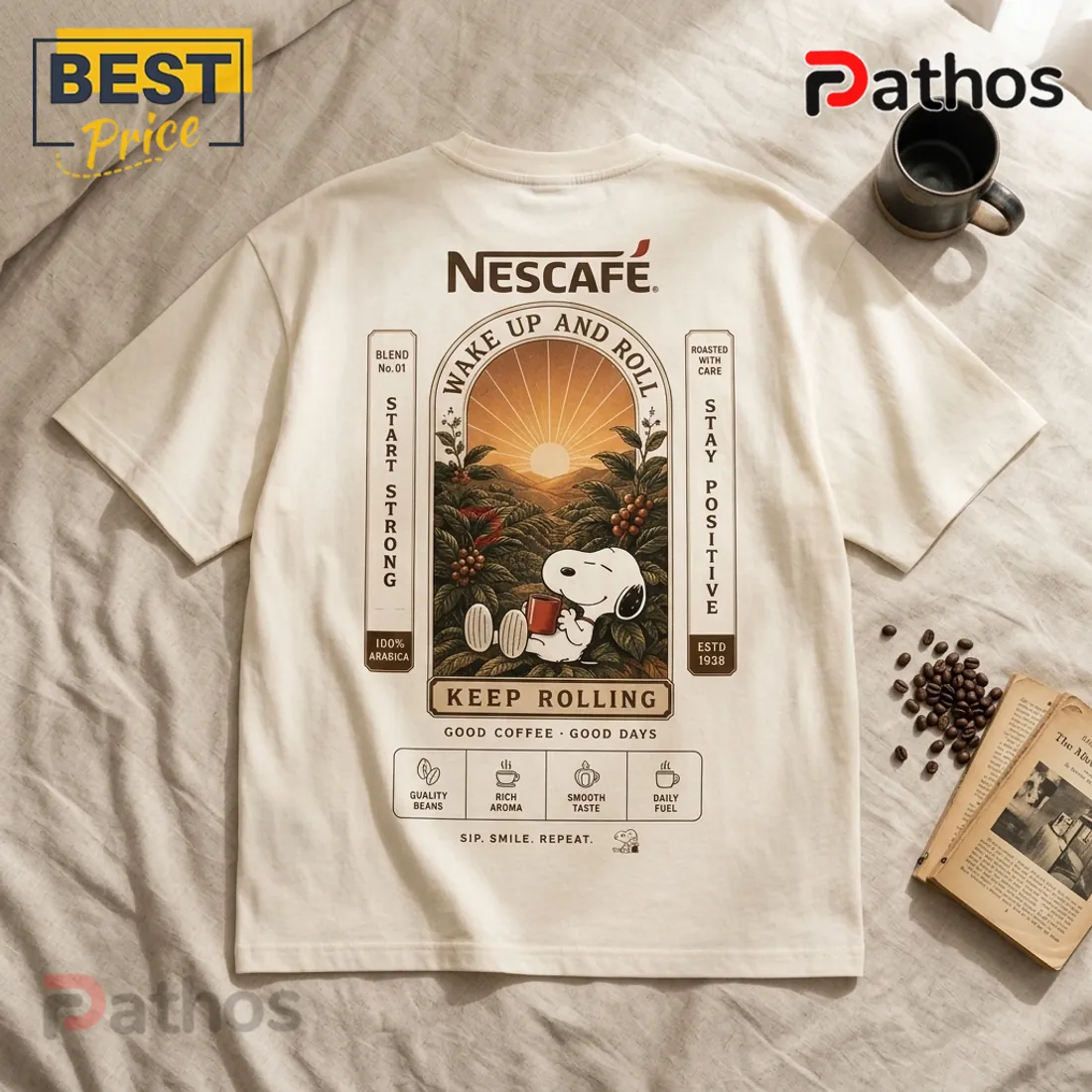 Nescafe x Snoopy Wake Up and Roll Cream T-Shirt Nescafe x Snoopy Wake Up and Roll Cream T-Shirt