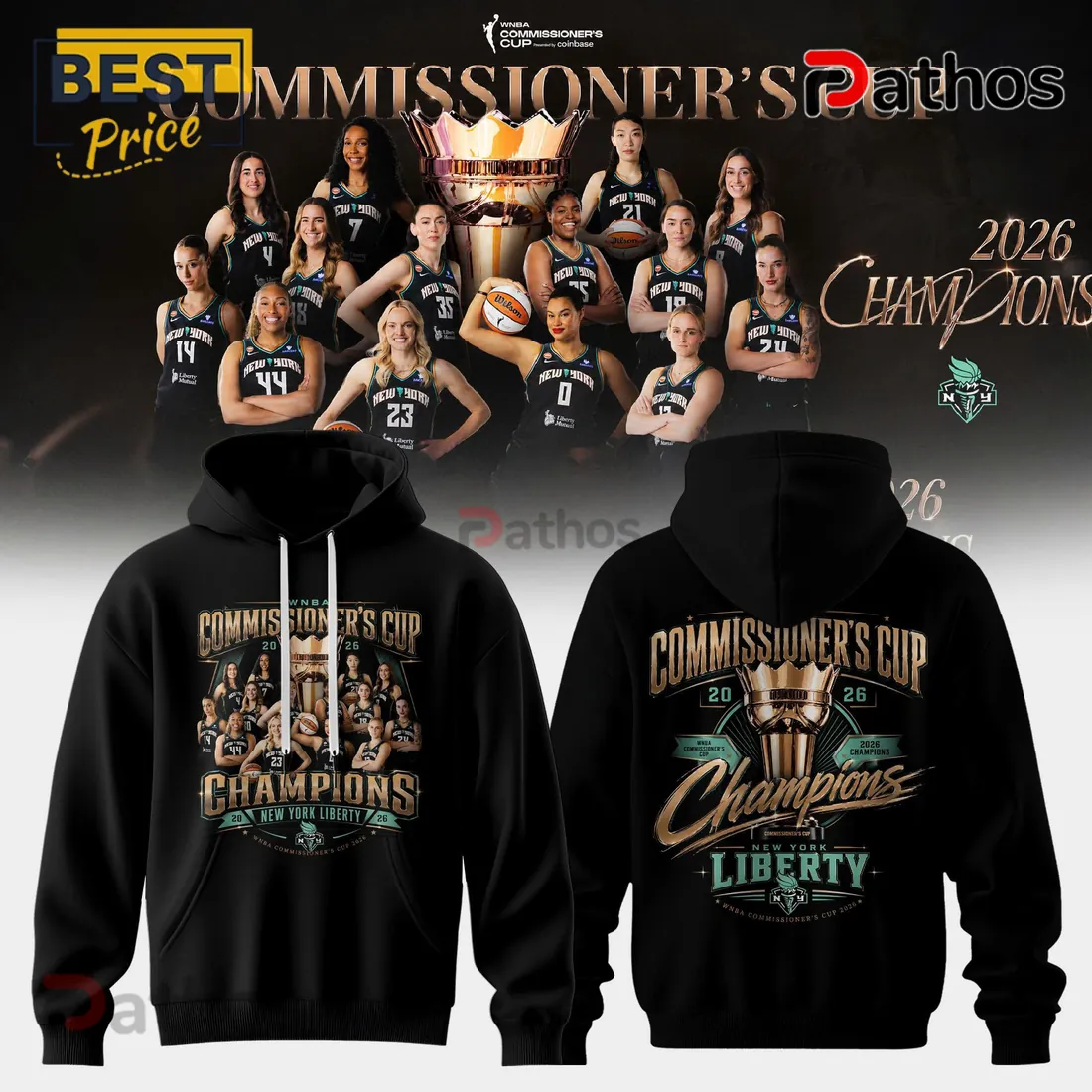 New York Liberty 2026 Commissioner’s Cup Champions Black Hoodie New York Liberty 2026 Commissioner’s Cup Champions Black Hoodie