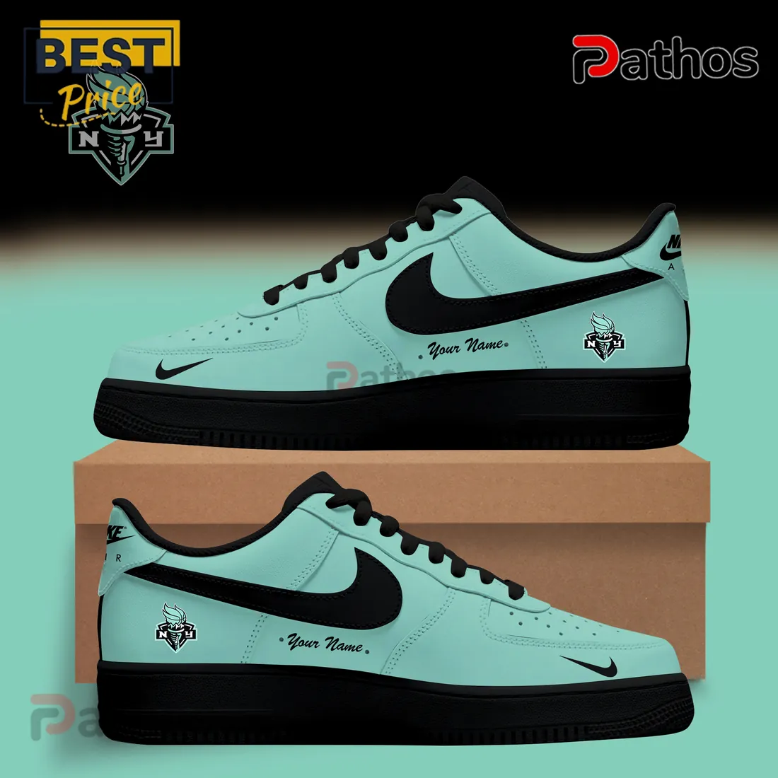 New York Liberty Seafoam Nike Air Force 1 Sneakers New York Liberty Seafoam Nike Air Force 1 Sneakers