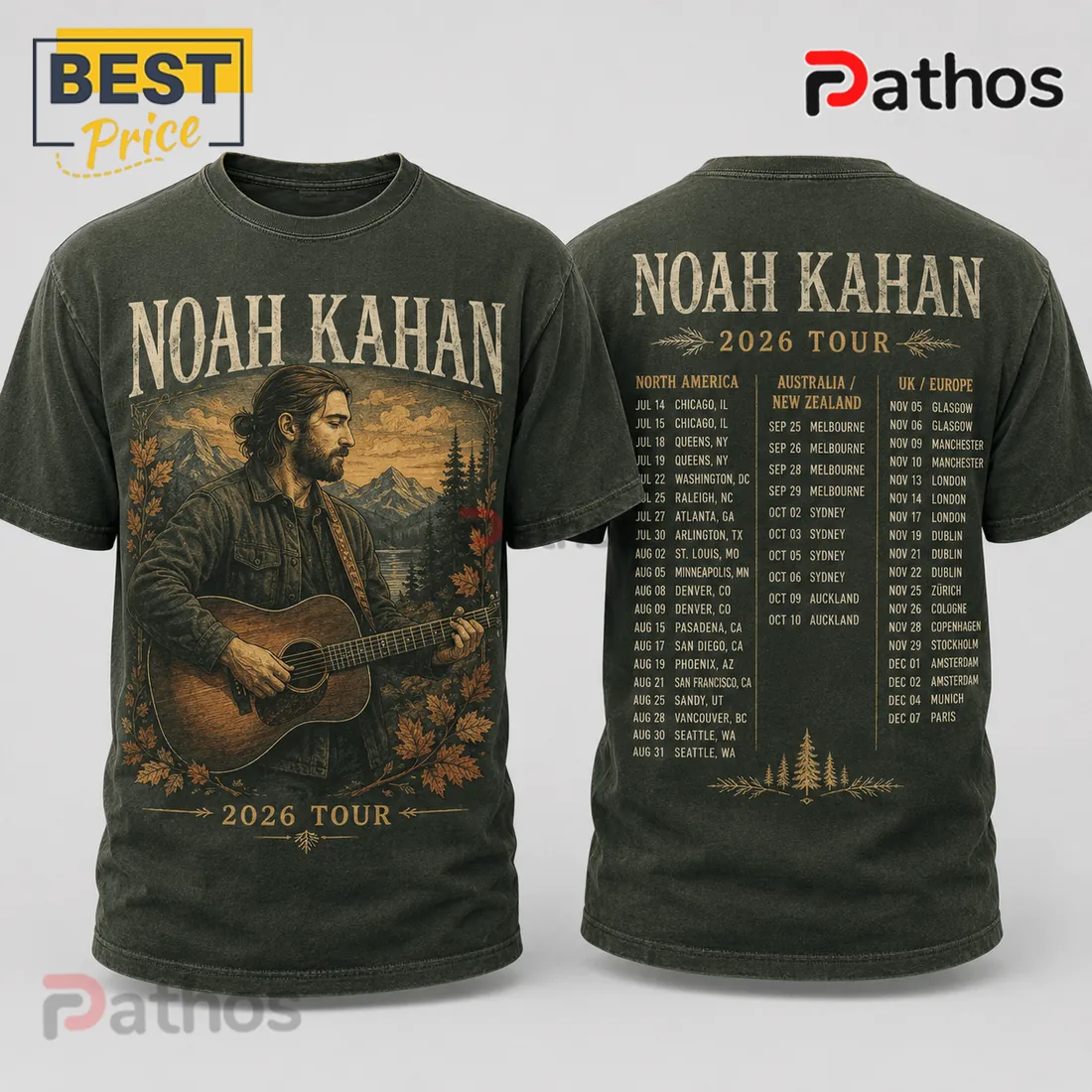 Noah Kahan 2026 Tour Vintage Wash T-Shirt Noah Kahan 2026 Tour Vintage Wash T-Shirt