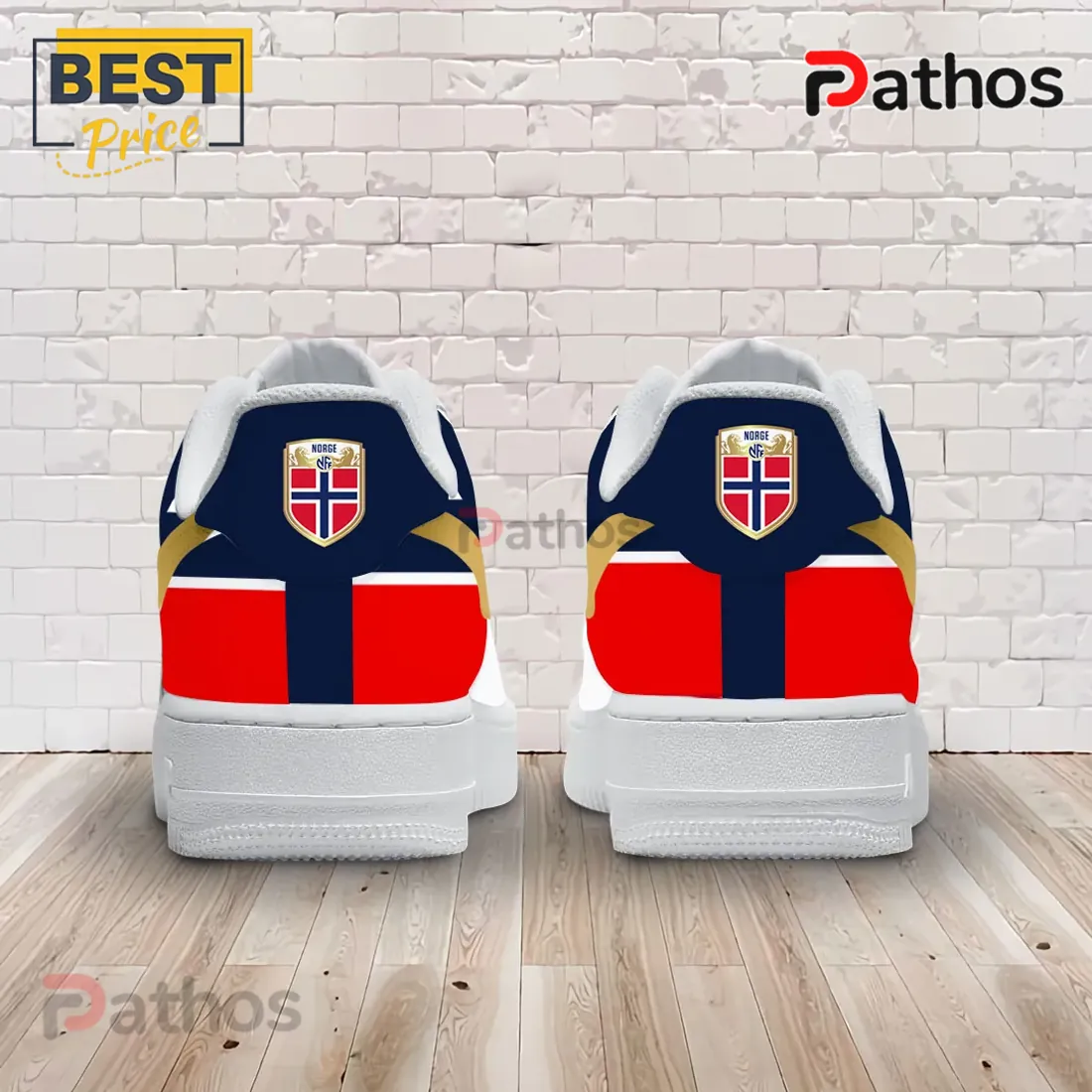 Norway National Team 2026 Gold Swoosh AF1 Sneakers Norway National Team 2026 Gold Swoosh AF1 Sneakers