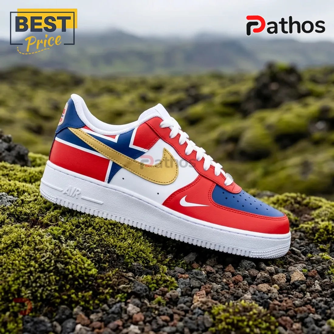 Norway National Team 2026 Gold Swoosh AF1 Sneakers Norway National Team 2026 Gold Swoosh AF1 Sneakers