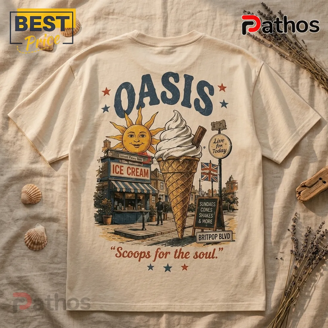 Oasis Ice Cream Day Cream T-Shirt 2026 Oasis Ice Cream Day Cream T-Shirt 2026