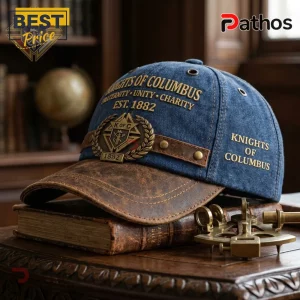 Knights of Columbus 1882 Faux Leather Denim Baseball Cap