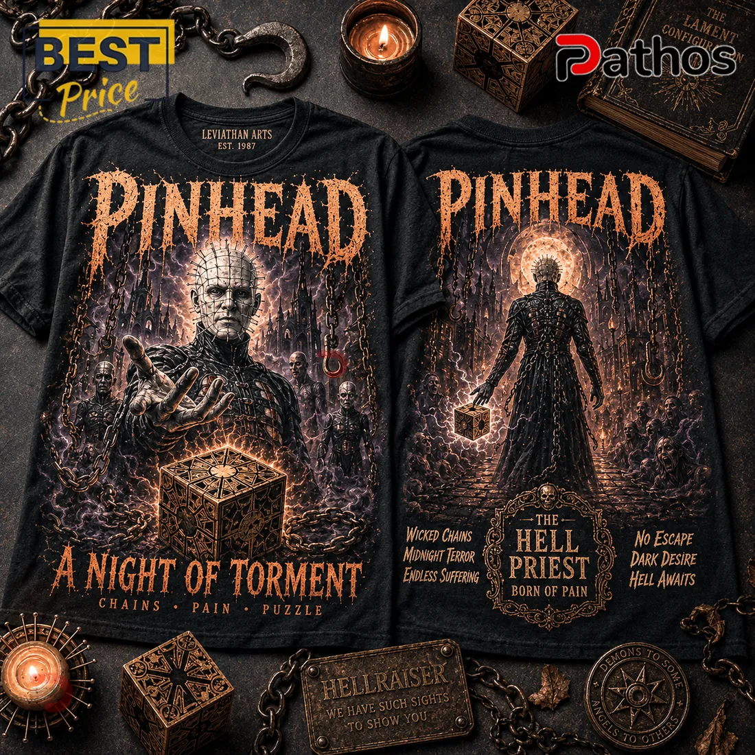 Pinhead Lament Configuration Horror Movie Black T-Shirt Pinhead Lament Configuration Horror Movie Black T-Shirt