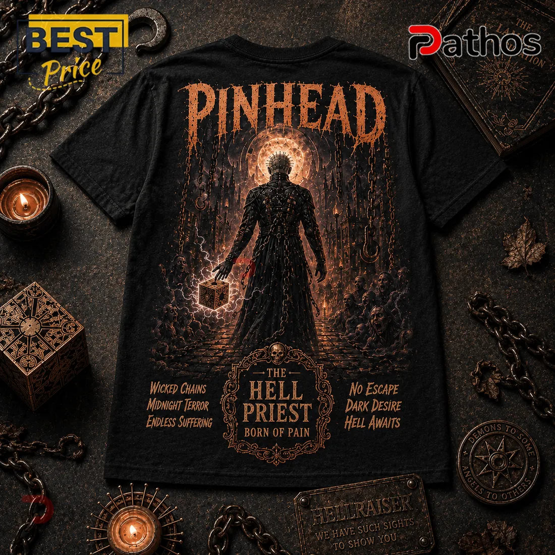 Pinhead Lament Configuration Horror Movie Black T-Shirt Pinhead Lament Configuration Horror Movie Black T-Shirt