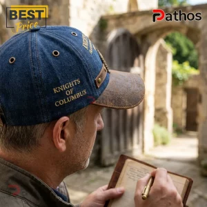 Knights of Columbus 1882 Faux Leather Denim Baseball Cap