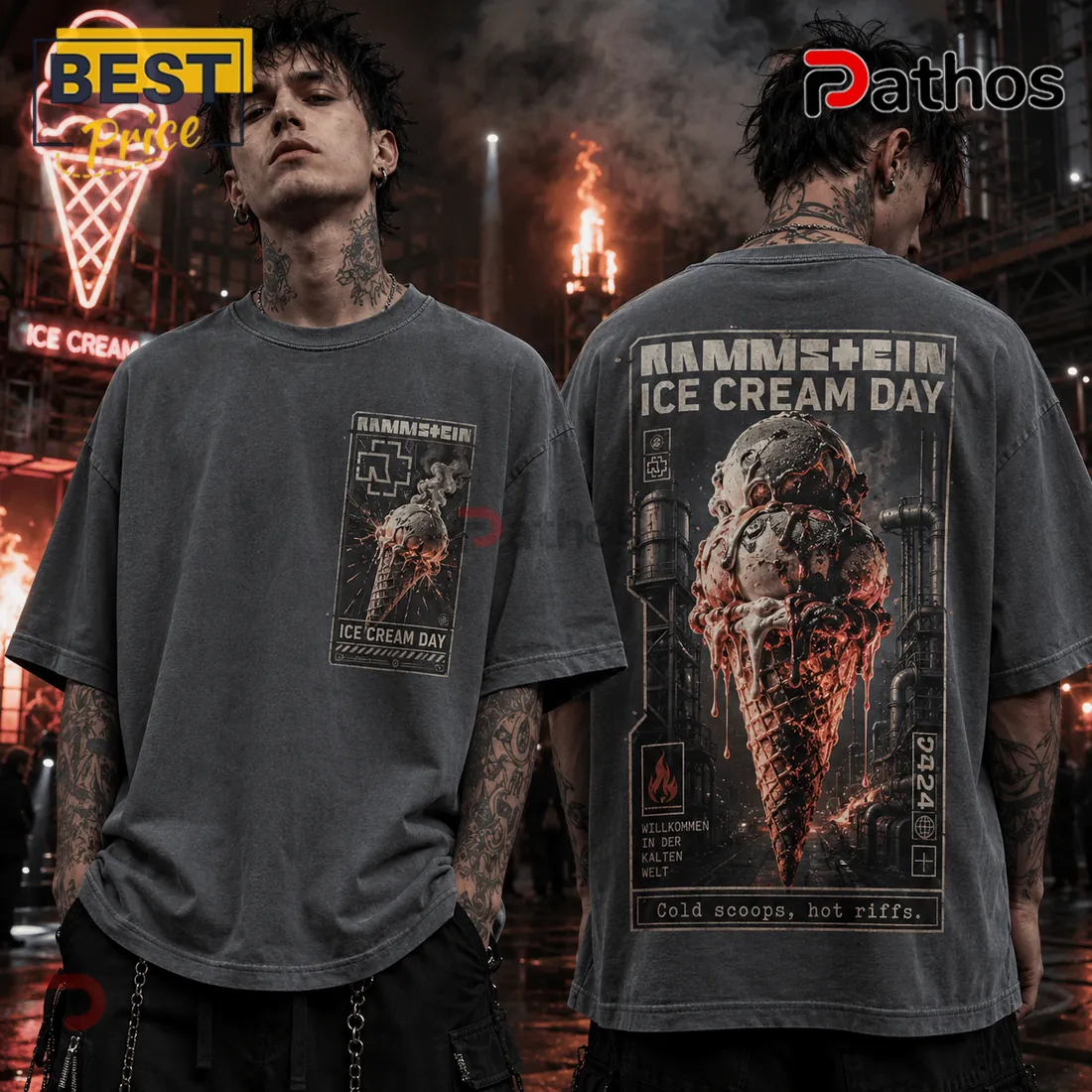 Rammstein Ice Cream Day Vintage Charcoal T-Shirt Rammstein Ice Cream Day Vintage Charcoal T-Shirt