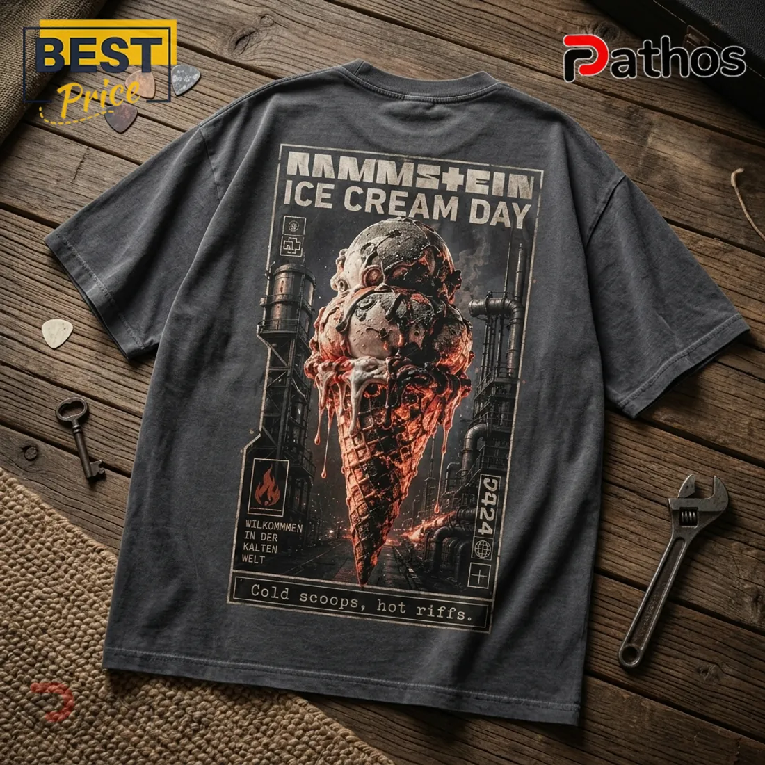 Rammstein Ice Cream Day Vintage Charcoal T-Shirt Rammstein Ice Cream Day Vintage Charcoal T-Shirt