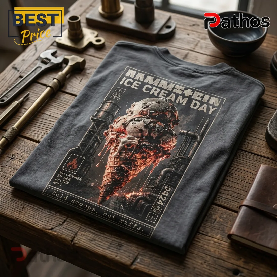 Rammstein Ice Cream Day Vintage Charcoal T-Shirt Rammstein Ice Cream Day Vintage Charcoal T-Shirt