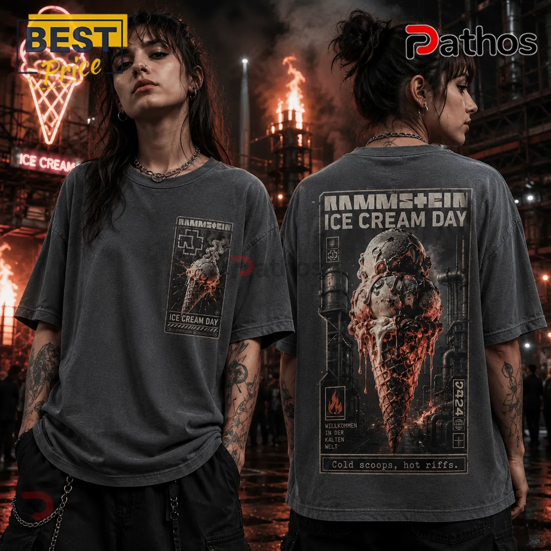Rammstein Ice Cream Day Vintage Charcoal T-Shirt Rammstein Ice Cream Day Vintage Charcoal T-Shirt