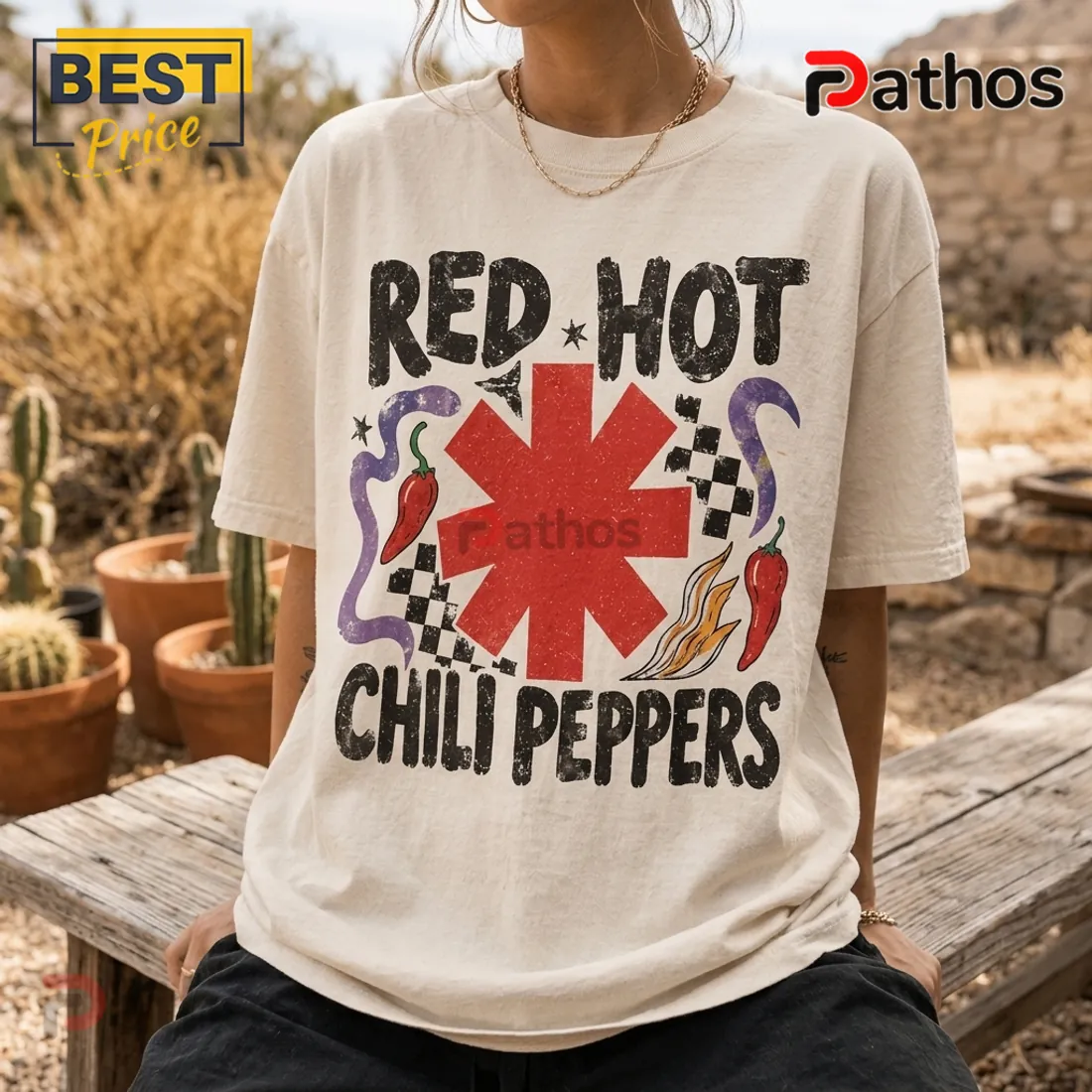 Red Hot Chili Peppers Vintage Cream T-Shirt Red Hot Chili Peppers Vintage Cream T-Shirt