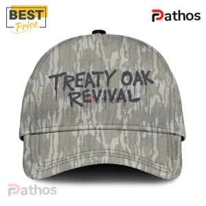 Treaty Oak Revival West Texas Degenerate Tour Camo Hoodie 5 Baseball cap with grey and white woodland camouflage pattern and black distressed text reading Treaty Oak Revival.!
