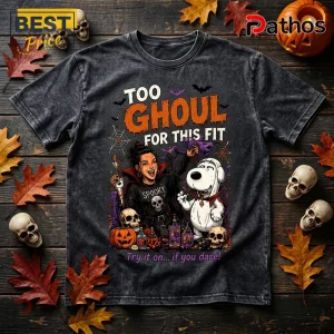 Danielle Galligan x Brian Griffin Halloween Acid Wash T-Shirt 1 Danielle Galligan x Brian Griffin Halloween Acid Wash T-Shirt with cartoon graphic, skulls, pumpkins, and spooky text.