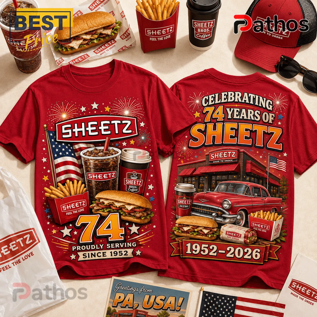 Sheetz 74th Anniversary 1952-2026 Red T-Shirt Sheetz 74th Anniversary 1952-2026 Red T-Shirt