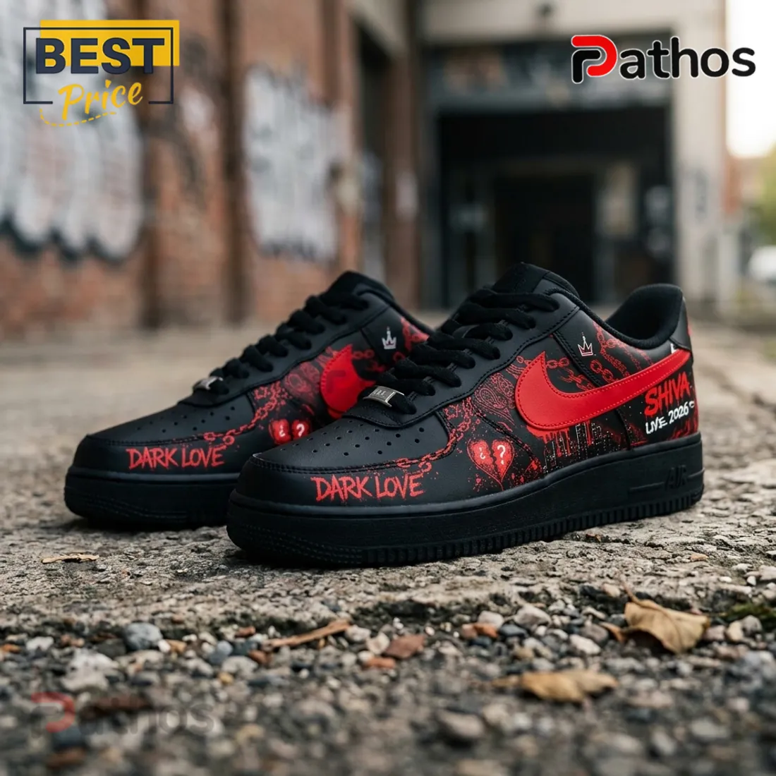 Shiva Live 2026 Black Red Custom Air Force 1 Sneakers Shiva Live 2026 Black Red Custom Air Force 1 Sneakers