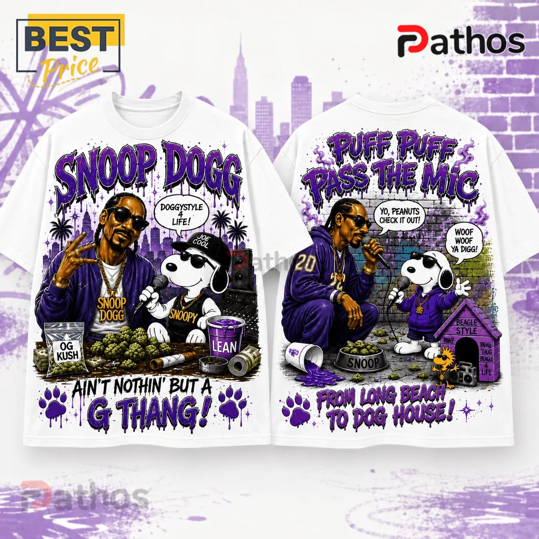 Snoop Dogg x Snoopy Vintage Style T-Shirt Snoop Dogg x Snoopy Vintage Style T-Shirt