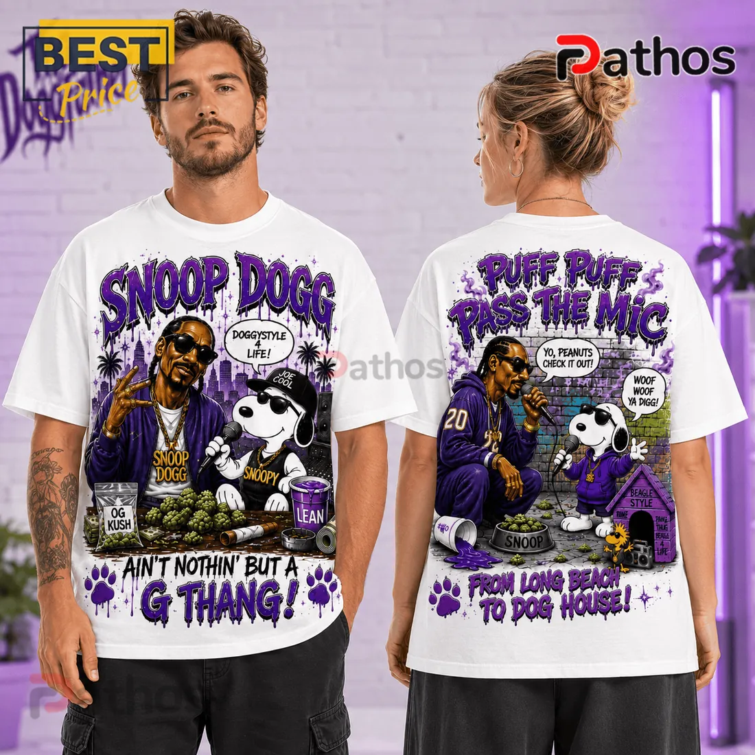 Snoop Dogg x Snoopy Vintage Style T-Shirt Snoop Dogg x Snoopy Vintage Style T-Shirt