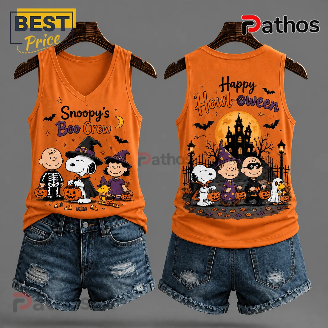 Snoopy Boo Crew Halloween Black V-Neck Tank Top Snoopy Boo Crew Halloween Black V-Neck Tank Top