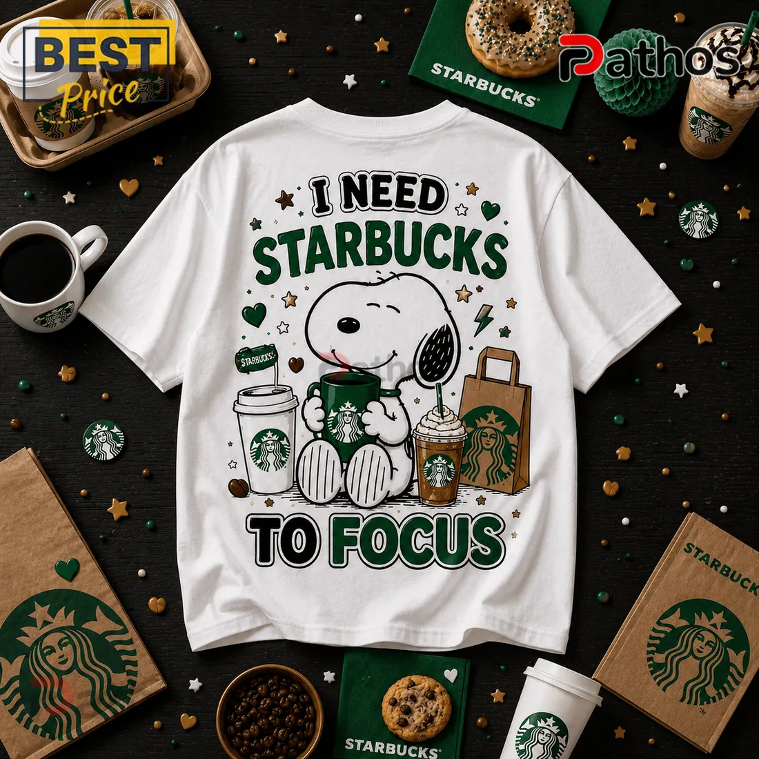 Snoopy Starbucks I Need To Focus T-Shirt Snoopy Starbucks I Need To Focus T-Shirt