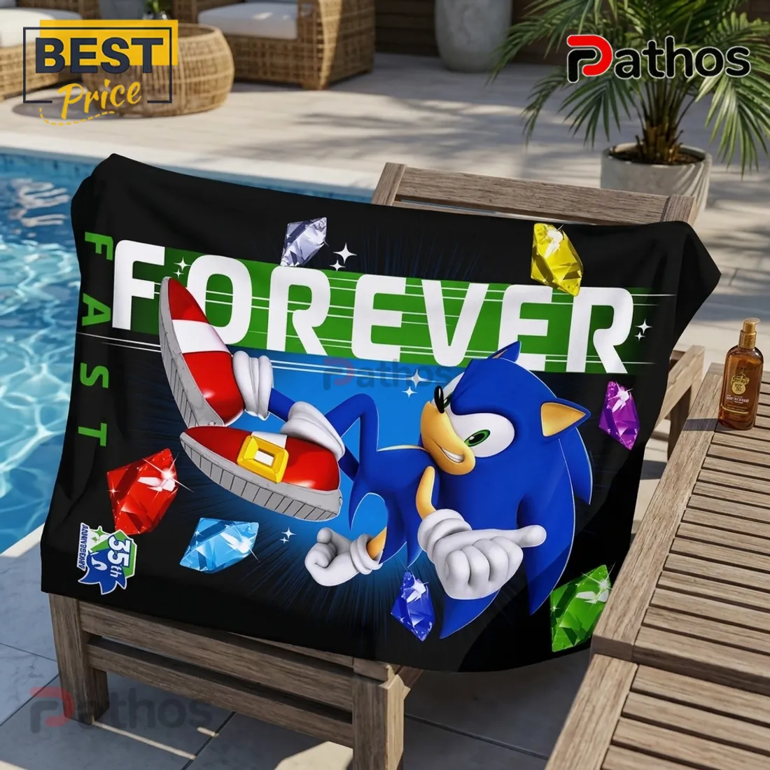 Sonic the Hedgehog 35th Anniversary Fast Forever Beach Towel Sonic the Hedgehog 35th Anniversary Fast Forever Beach Towel