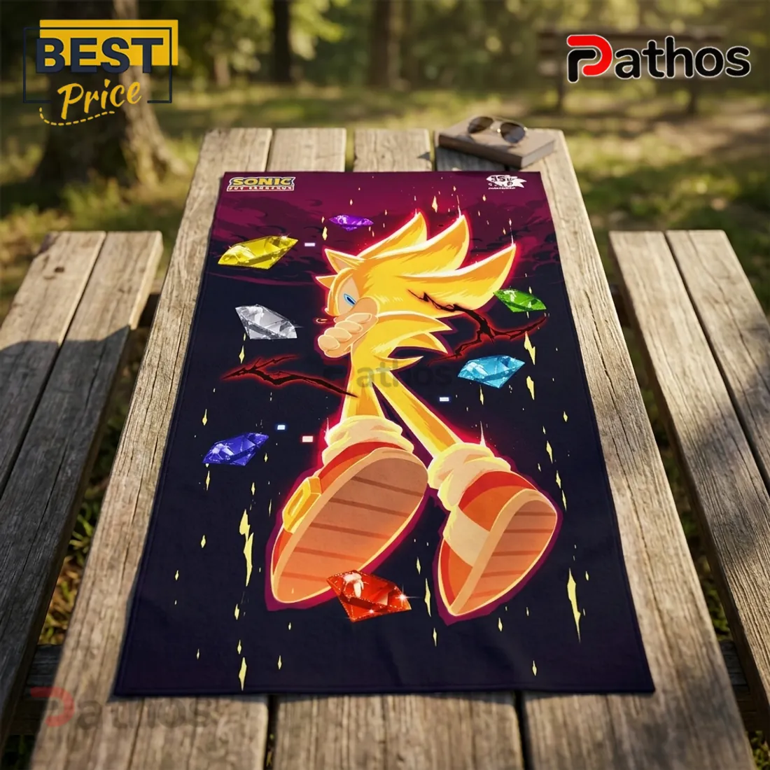 Sonic the Hedgehog 35th Anniversary Super Sonic Beach Towel Sonic the Hedgehog 35th Anniversary Super Sonic Beach Towel