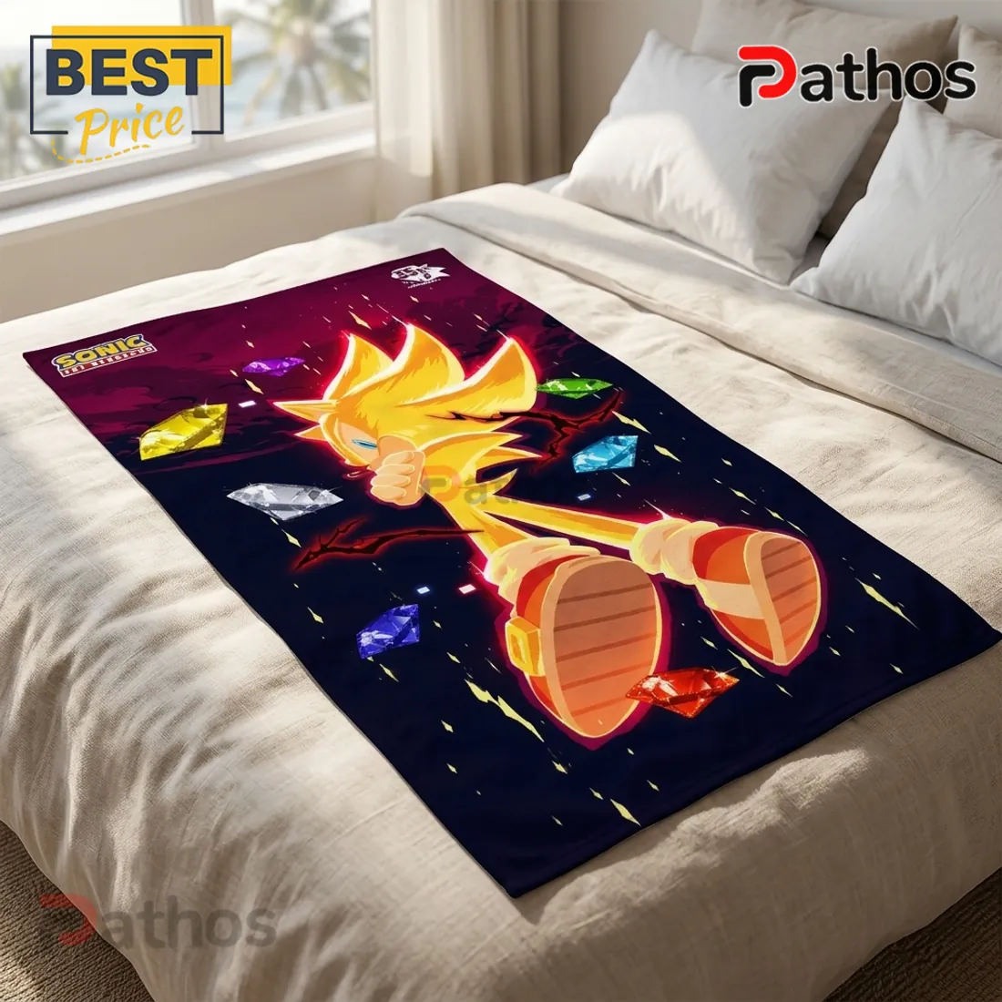 Sonic the Hedgehog 35th Anniversary Super Sonic Beach Towel Sonic the Hedgehog 35th Anniversary Super Sonic Beach Towel