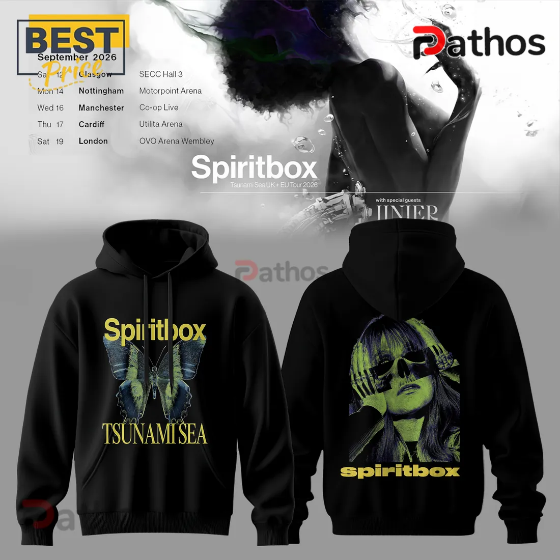 Spiritbox Tsunami Sea 2026 Vintage Black Hoodie Spiritbox Tsunami Sea 2026 Vintage Black Hoodie