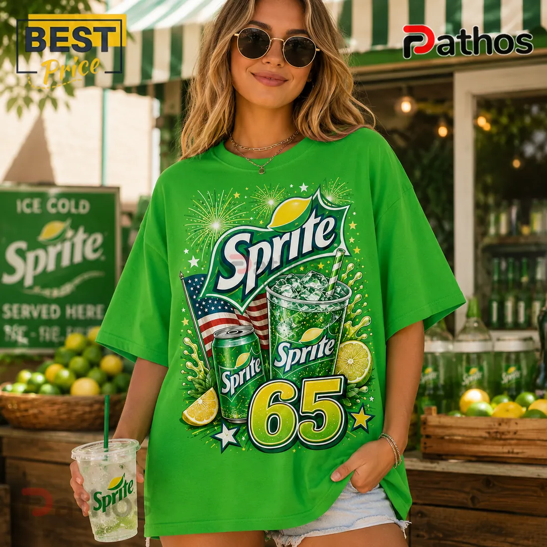 Sprite 65th Anniversary Green Cotton T-Shirt Sprite 65th Anniversary Green Cotton T-Shirt