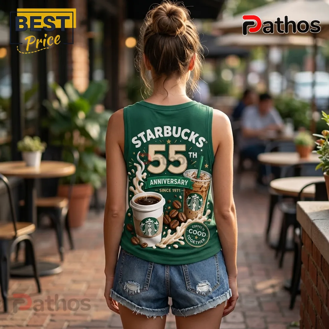 Starbucks 55th Anniversary Green V-Neck Tank Top Starbucks 55th Anniversary Green V-Neck Tank Top