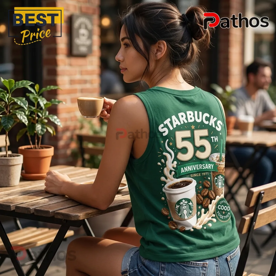 Starbucks 55th Anniversary Green V-Neck Tank Top Starbucks 55th Anniversary Green V-Neck Tank Top
