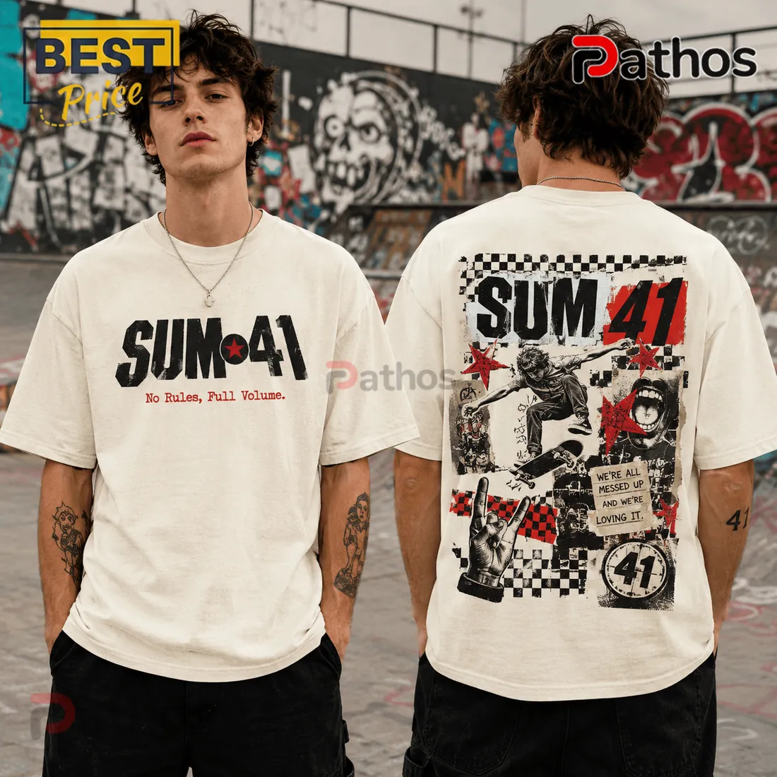 Sum 41 No Rules Full Volume Off-White T-Shirt Sum 41 No Rules Full Volume Off-White T-Shirt