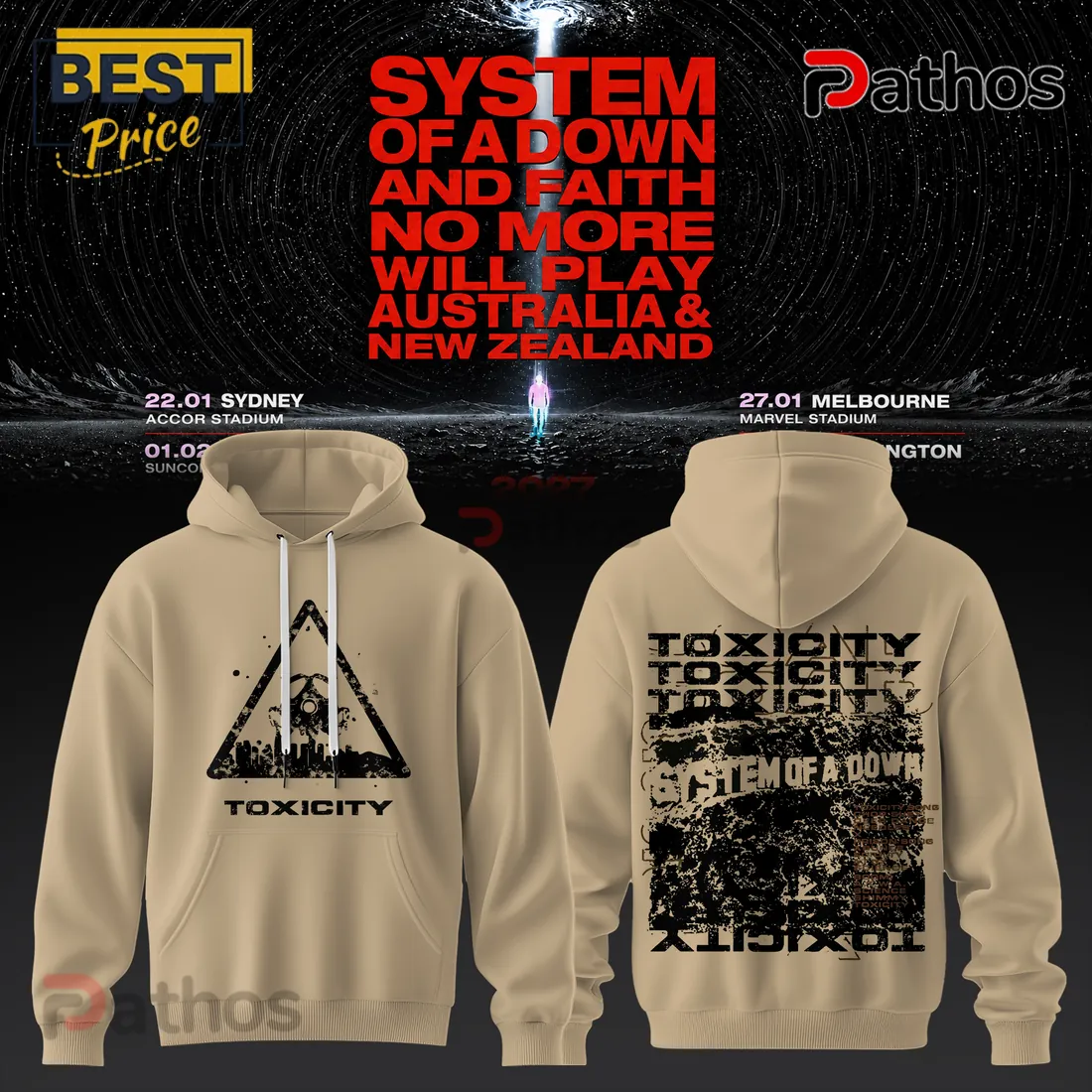 System of a Down Australia Tour 2027 Tan Hoodie System of a Down Australia Tour 2027 Tan Hoodie