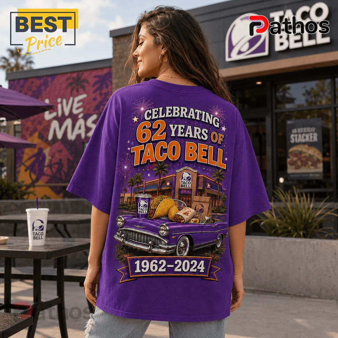 Taco Bell Vintage 62 Years Anniversary T-Shirt Taco Bell Vintage 62 Years Anniversary T-Shirt